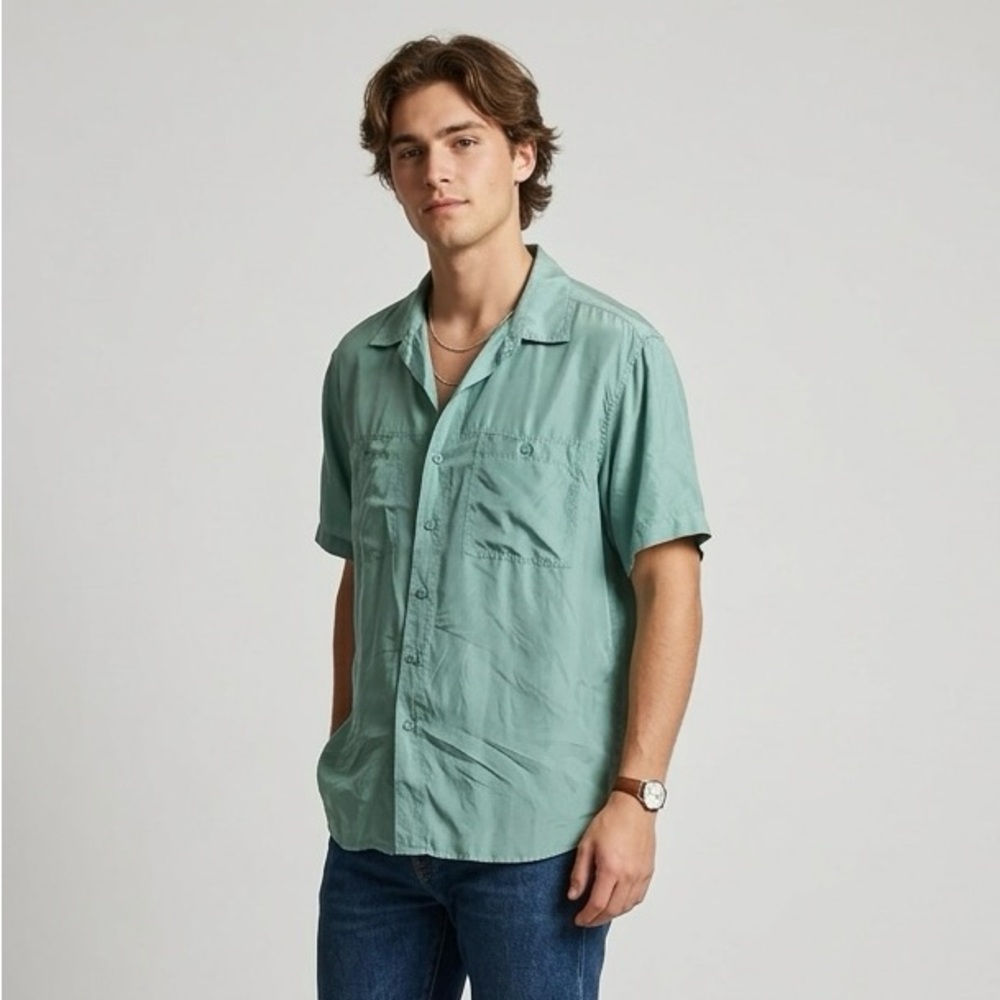 Get Dressed Seafoam Green Short Sleeve Button-Down Shirt